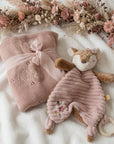 Babydecke und Schmusetuch, Reh rosa personalisiert