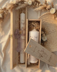 Boîte souvenir en bois pour bougie de baptême