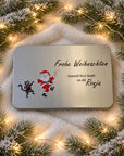 Guetzlidose «Frohe Weihnachten» Samichlaus – personalisiert für Götti & Gotti