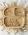 Bambus Kinderteller personalisiert Blumenwiese