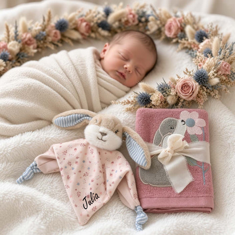 Set regalo con peluche a forma di coniglio e asciugamano personalizzato di Sterntaler