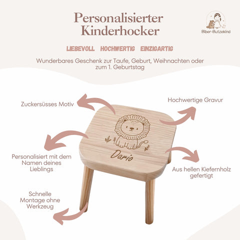 Sgabello per bambini personalizzato con leone