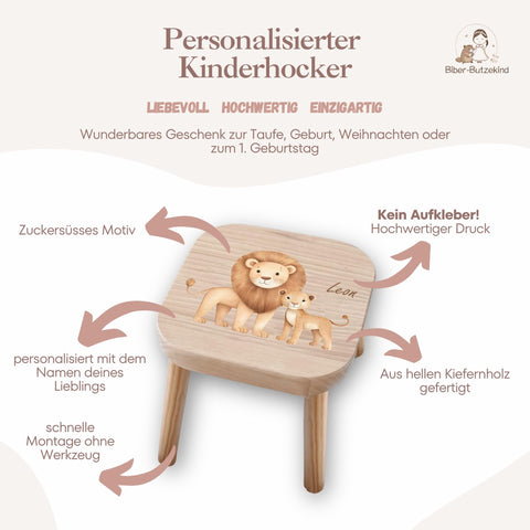 Sgabello colorato per bambini personalizzato con un leone