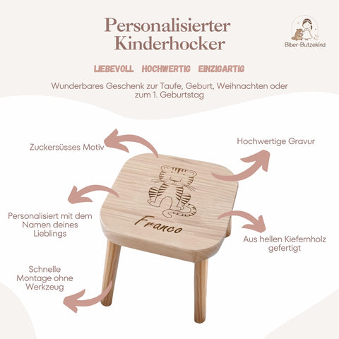Kinderhocker personalisiert Tiger