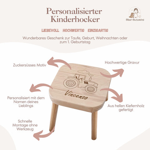 Sgabello per bambini personalizzato con trattore