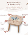 Tabouret coloré pour enfant personnalisé avec une baleine pour un baptême