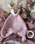 Babydecke, Schmusetuch & Nuggikette Reh rosa personalisiert