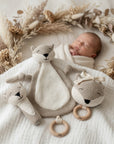 Boîte à musique, doudou et hochet Fredi le renard personnalisés