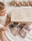 Geschenkset Erinnerungskiste, Schmusetuch und Handtuch Esel personalisiert