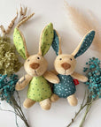Coniglietto mini verde o turchese: peluche personalizzato con sonaglio