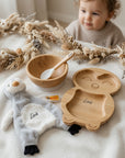 Kindergeschirr-Set + Steiff Schmusetuch Pinguin personalisiert