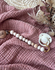 Babydecke, Schmusetuch & Nuggikette Reh rosa personalisiert