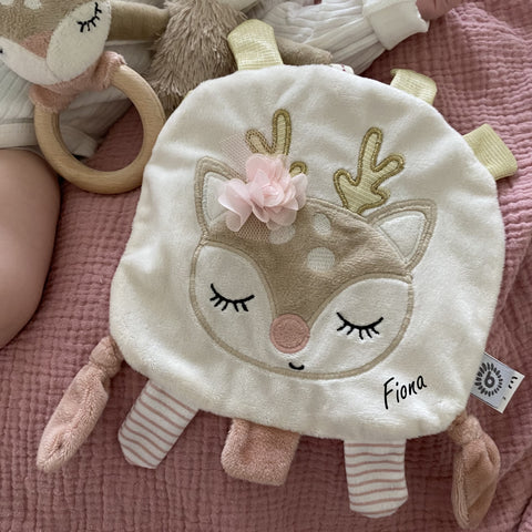 Knistertuch, Greifring & Spielfigur Reh Ella personalisiert