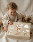 Geschenkset Erinnerungskiste, Schmusetuch und Handtuch Fuchs personalisiert