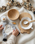 Kindergeschirr-Set + Steiff Schmusetuch Pinguin personalisiert