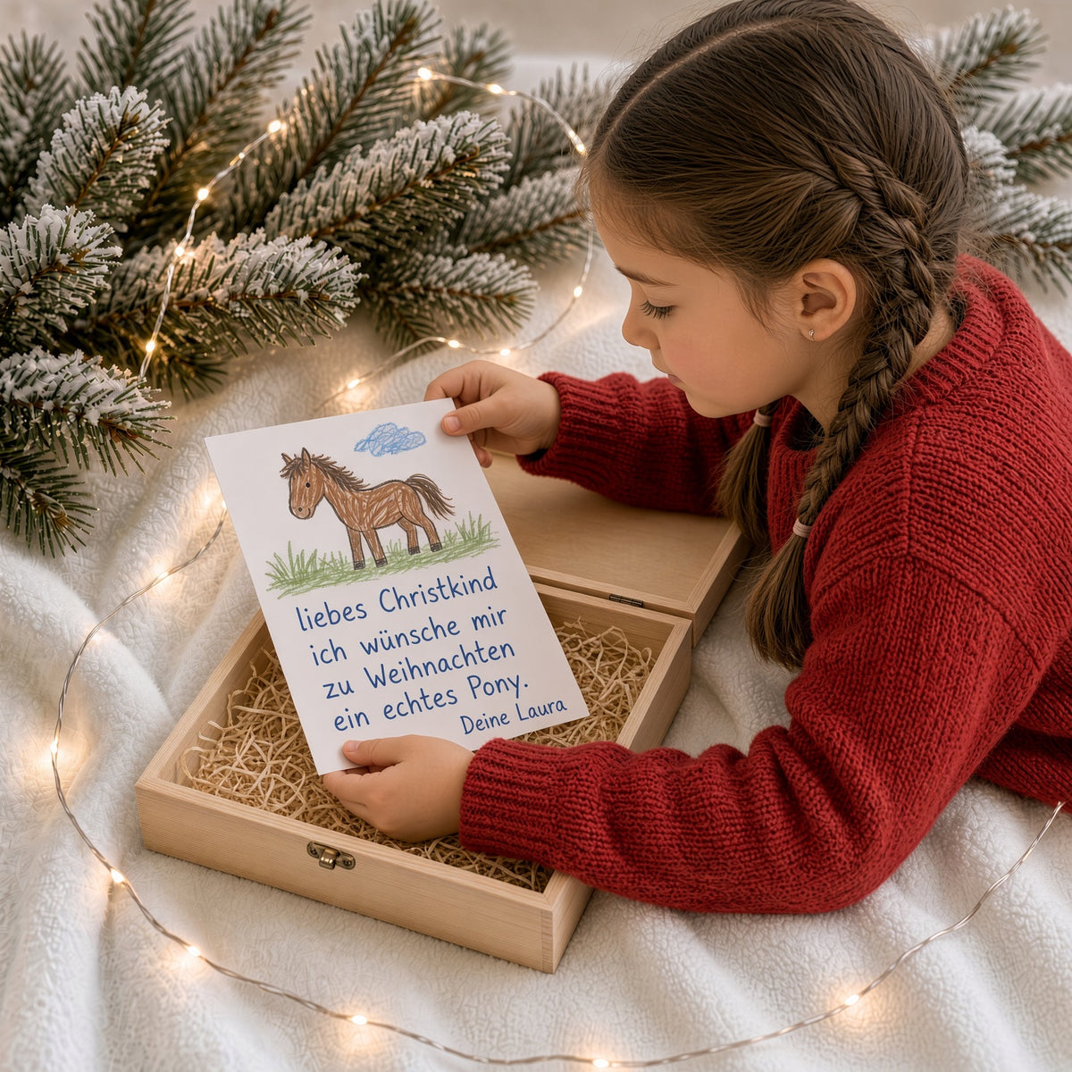 Farbige Weihnachtskiste mini Post fürs Christkind Weihnachtskollektion
