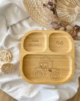 Bambus Kinderteller personalisiert Traktor