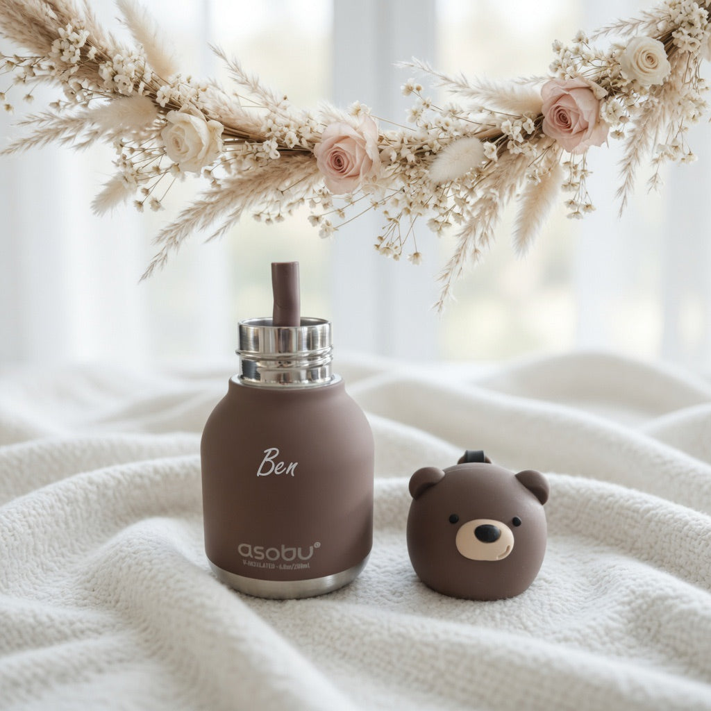 Personalisierte Asobu mini Thermo-Trinkflasche Bär / Kuh / Hase