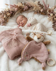 Babydecke, Schmusetuch & Nuggikette Reh rosa personalisiert