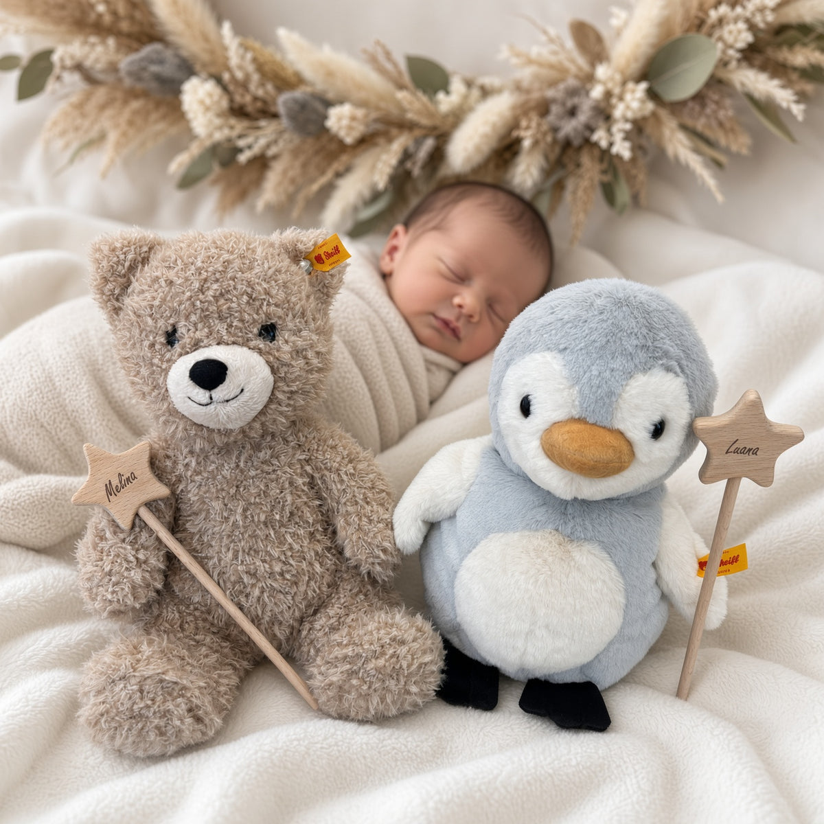 Kuscheltier mit Nachtlicht von Steiff inkl. personalisierten Zauberstab und Löffel
