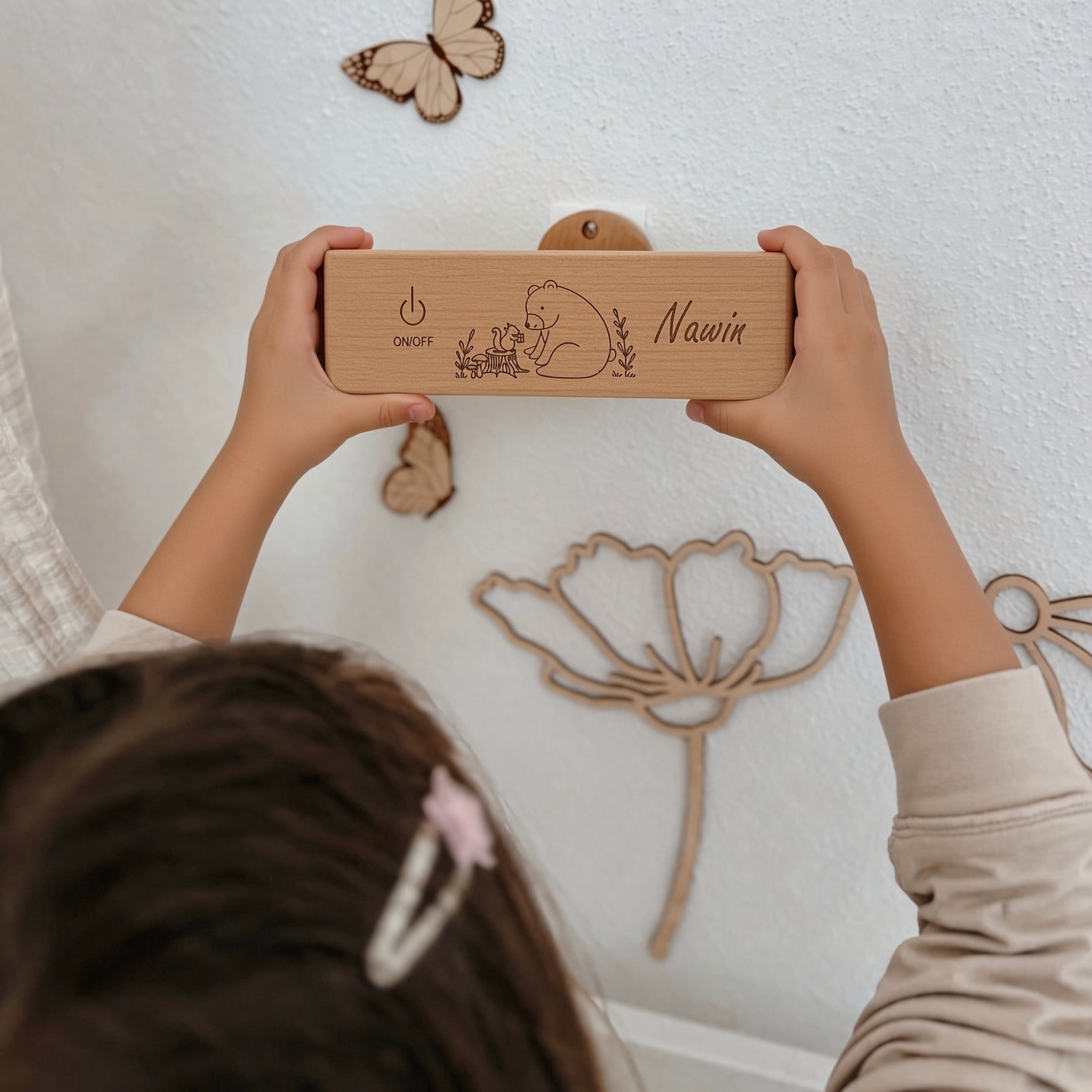 Wandlicht Bär Eichhörnchen graviert personalisiert