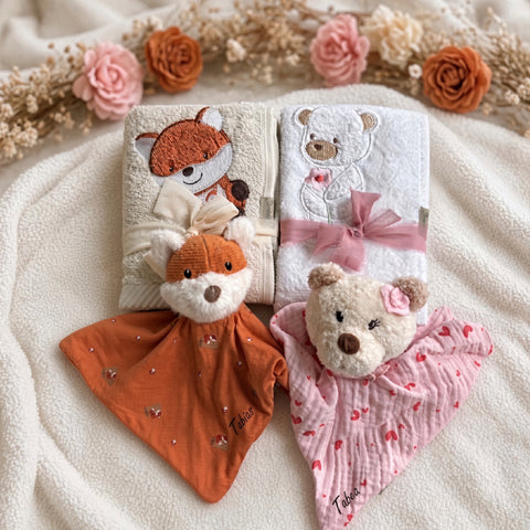 Geschenkset Fuchs oder Bär Schmusetuch und Handtuch von Sterntaler