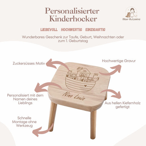 Tabouret pour enfant personnalisé « L'Arche de Noé »