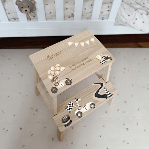Tabouret coloré personnalisé « Pilote de course »
