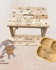 Spar-Bundle Tritthocker, Bambus-Kinderteller & Plüschtier Hase