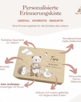 Erinnerungskiste personalisiert Bär, Igel, Ente bunt