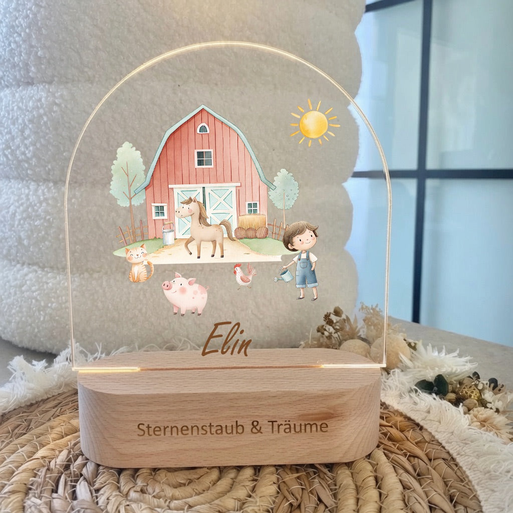 Farbiges Nachtlicht personalisiert Bauernhof