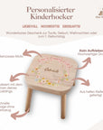 Farbiger Kinderhocker personalisiert Blumenkranz