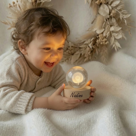 Nachtlicht mini mit 3D-Kristallkugel personalisiert Pusteblume