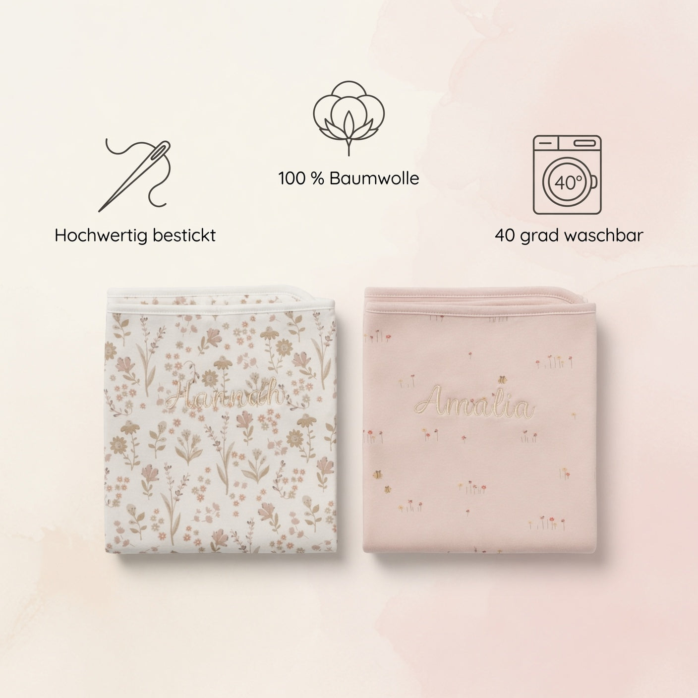 Baby Jerseydecke personalisiert 100% Baumwolle von Jollein