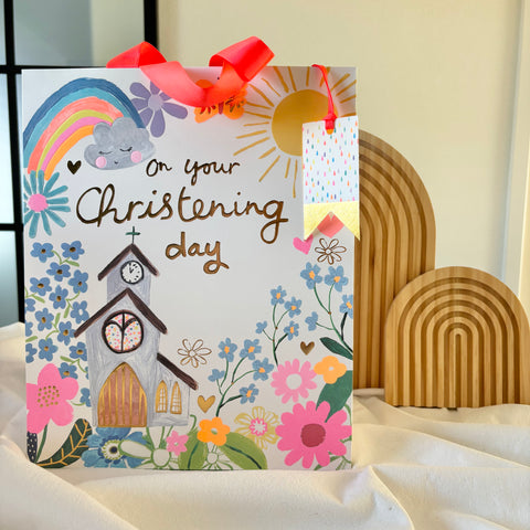 Geschenketasche Taufe Kirchen Motiv 26 x 32 x 14 cm