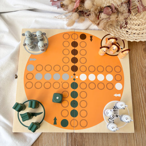 Gioco da tavolo personalizzato Ludo per 4 giocatori "Safari"