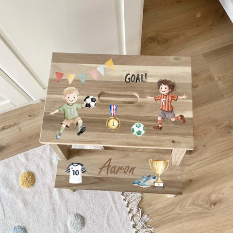 Ensemble comprenant un tabouret, une veilleuse LED et un mini ballon de football en tissu