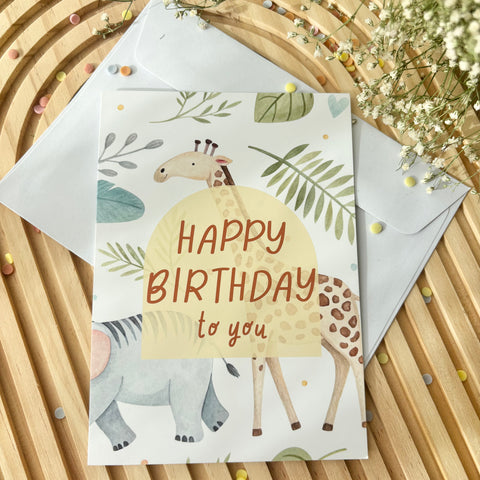 Glückwunschkarte Geburtstag "Happy Birthday to you" Dschungel