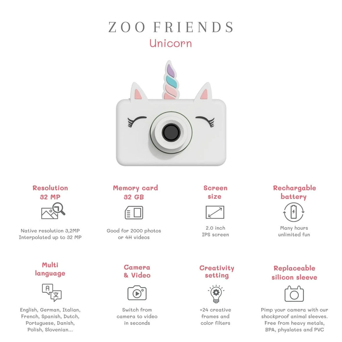 Kinder-Kamera C1 Zoo Friends Einhorn