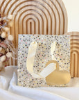 Geschenketasche MINI beige Herz Muster 14 x 14 x 6 cm