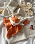Geschenkset Erinnerungskiste, Schmusetuch und Handtuch Fuchs personalisiert