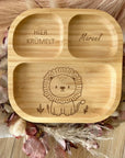 Assiette pour enfant en bambou personnalisée avec un lion