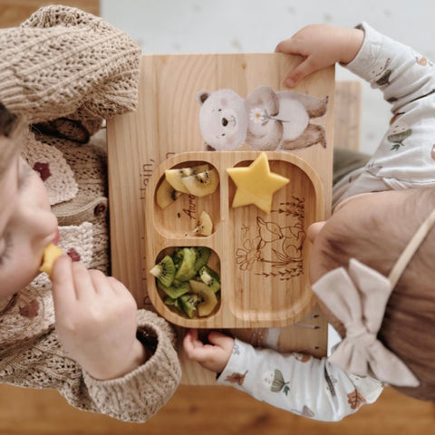 Bambus Kinderteller personalisiert Reh