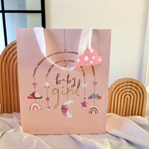 Geschenketasche Baby Girl rosa 26 x 32 x 14 cm