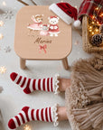Farbiger Kinderhocker personalisiert Reh, Maus, Bär Weihnachtskollektion