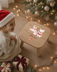 Farbiger Kinderhocker personalisiert Reh, Maus, Bär Weihnachtskollektion