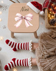 Farbiger Kinderhocker personalisiert Schleife Weihnachtskollektion