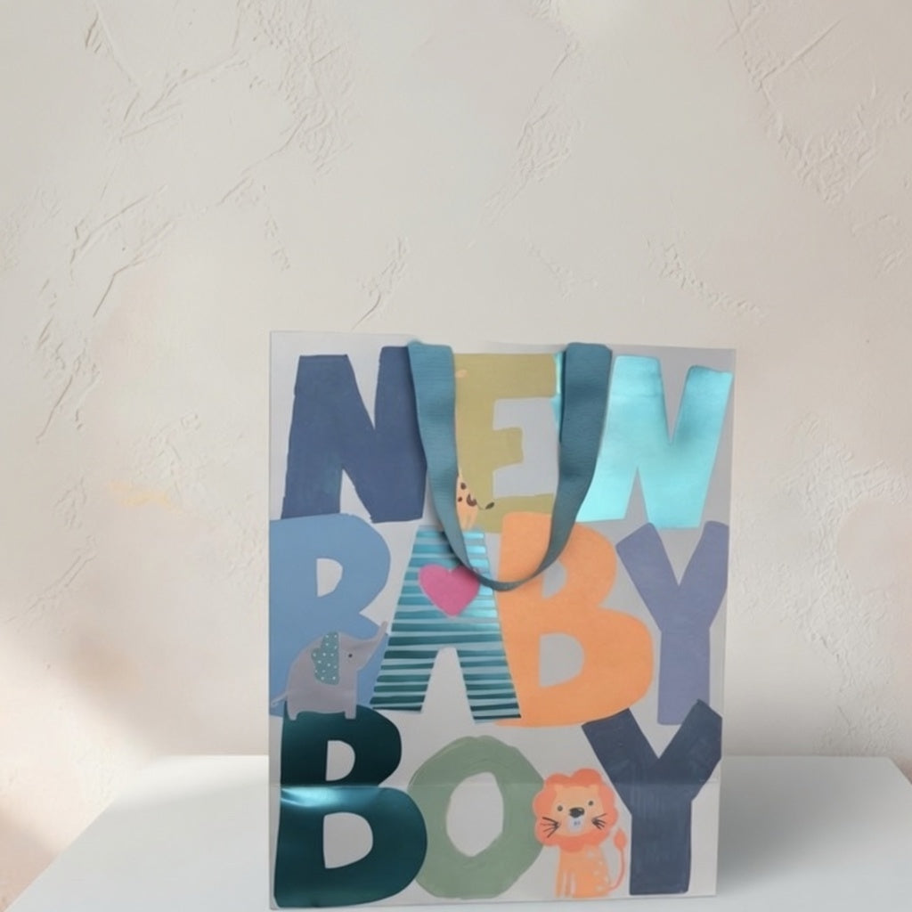 Geschenketasche New Baby Boy blau 26 x 32 x 14 cm