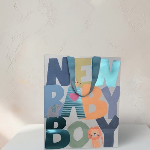 Geschenketasche New Baby Boy blau 26 x 32 x 14 cm