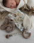 Babydecke, Babyschuhe, Nuggikette & Beissring Waldliebe personalisiert